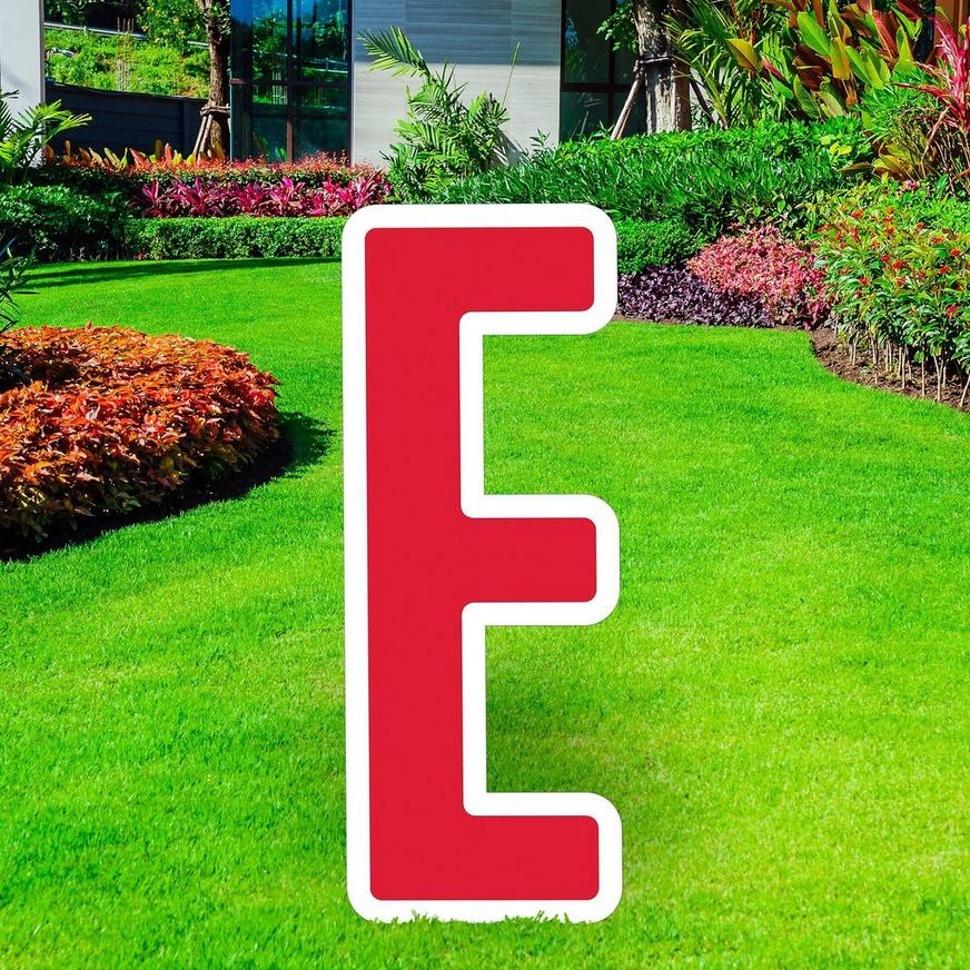 Red Letter (E) Corrugated Plastic Yard Sign, 30in